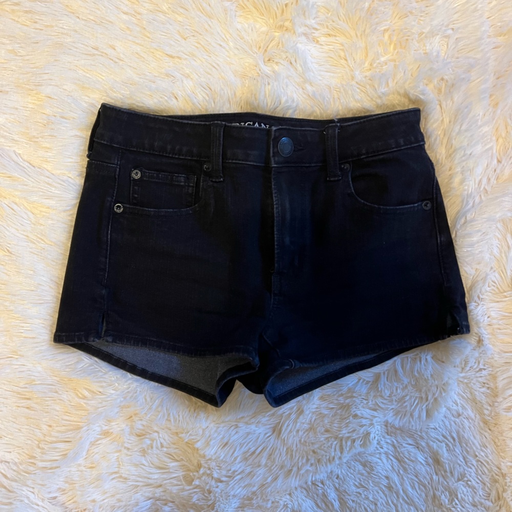 American Eagle Black High Rise Denim Shorts